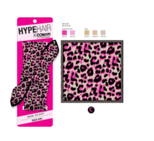 HYPEHAIR X CONAIR 1Pk Pink Leopard 26" Scarf